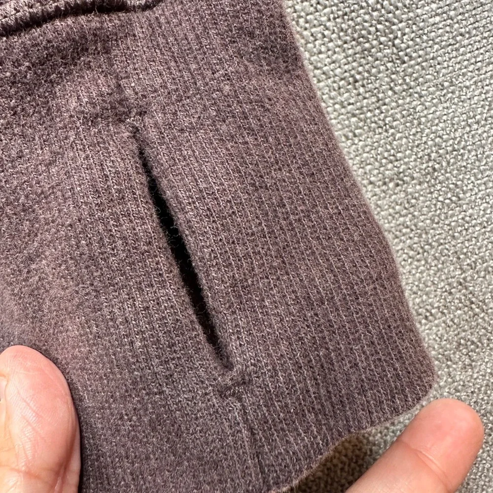 Lululemon Hooded Wrap Cardigan Womens 6 Brown Longline Fleece Thumbhole